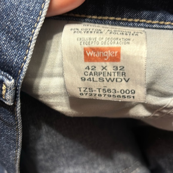 Wrangler carpenter blue  jeans pants size 42 x 32 - Picture 2 of 7